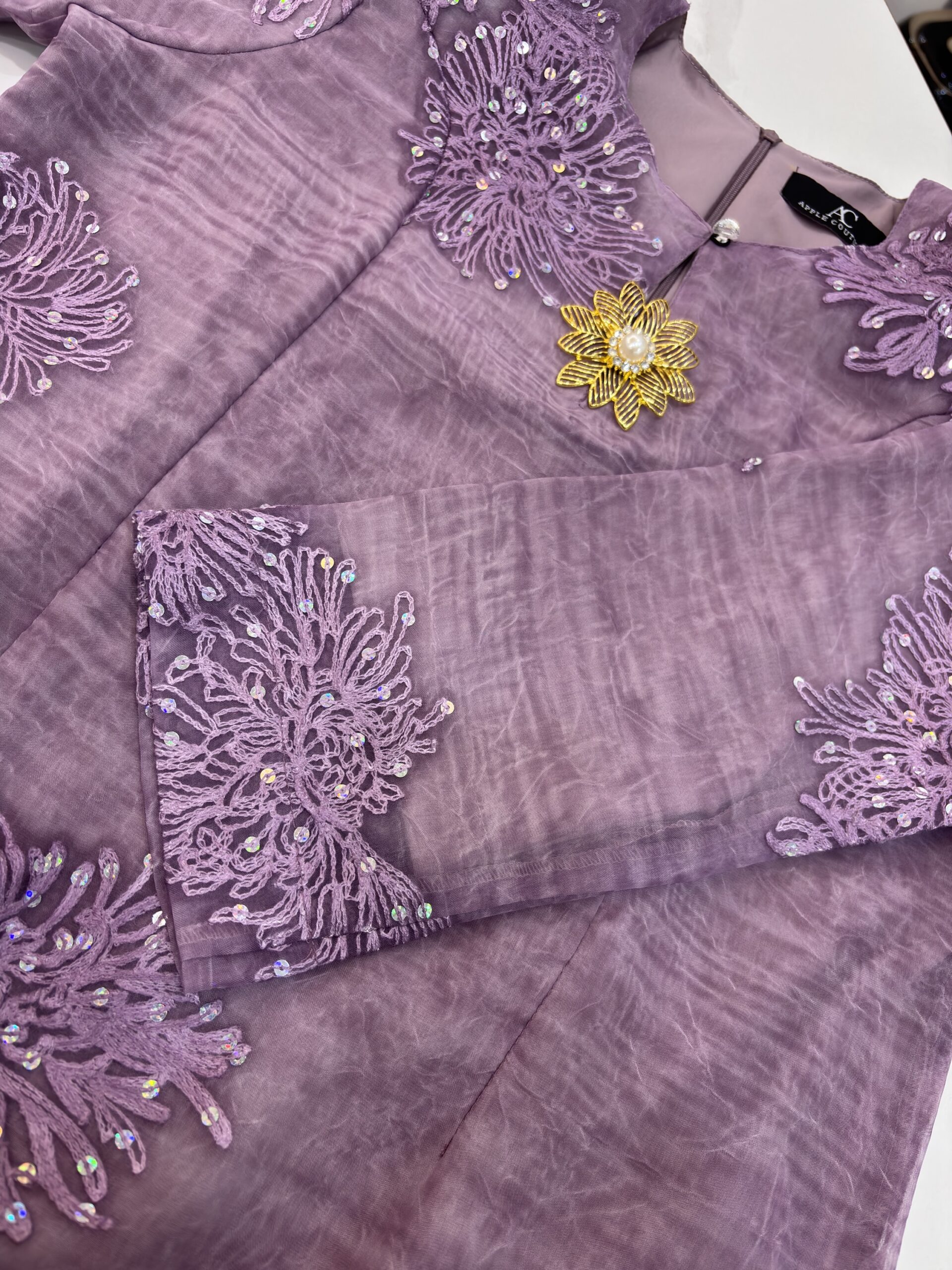 CAMELIA KURUNG MODERN SILK BLEND EMBROIDERY PURPLE MAUVE - Image 2